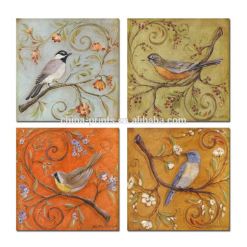 Home Decor Canvas Wall Art/Sing Bird Canvas Print/4 Panel Flower Canvas Painting